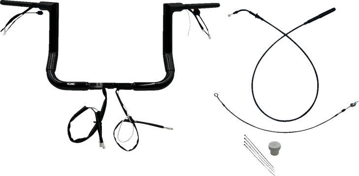Fat Baggers Inc. 1-1/2" Ez Install Flat Top Handlebar - 12" - Black 649012-B