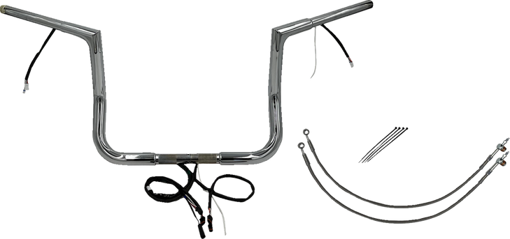 Fat Baggers Inc. Handlebar Kit - Flat Top - 12" - Chrome 702212