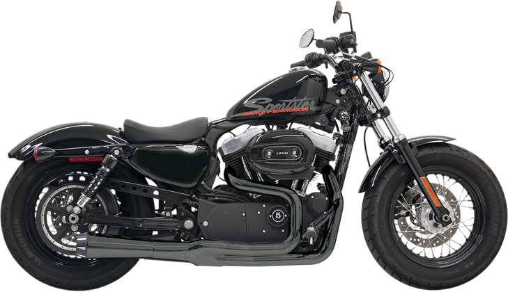Bassani Xhaust Mega Power Exhaust - Black - Short - '04-'13 Xl With Mid/Forward Controls 1X22Rb