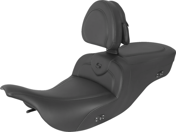 Saddlemen Heated Roadsofa Seat - With Backrest - Black W/Black Stitching 897-07-187Brhct