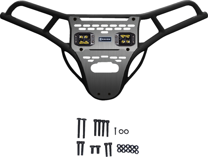 Ravek Front Bumper/Skid Plate With Amber Lights - Black - Rzr Xp 1000 64-317Bkla
