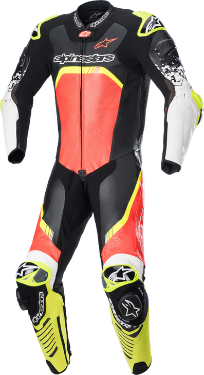 Gp Tech V4 Leather Suit - Black/Red/Yellow Fluorescent - Us 46 / Eu 56 3156822-1355-56