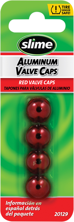 Slime Valve Stem Caps - Red - 4 Pack 20129