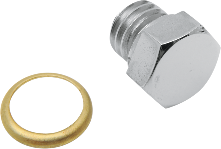 Colony Drain Plug - Transmission/Motor Case/Oil Tank With Brass Gasket - Standard - Chrome 8494-1