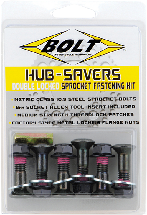 Bolt Fastener Kit - Hub-Savers/Sprocket - Double Locked - Black - 6 Pack 2008-Hs.B