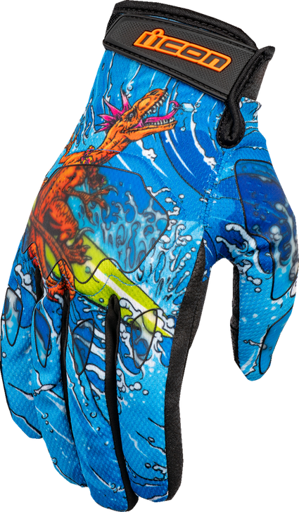 Icon Hooligan Dino Fury Gloves - Blue - Large
