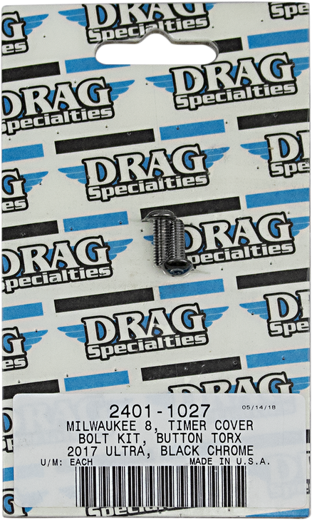 Drag Specialties Bolt Kit - Timer Cover - Black/Chrome - Knurled - M8