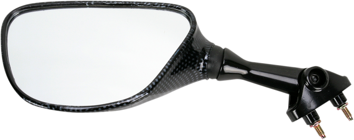Emgo Mirror - Side View - Black/Carbon Fiber - Trapezoid - Left - Kawasaki 20-29634