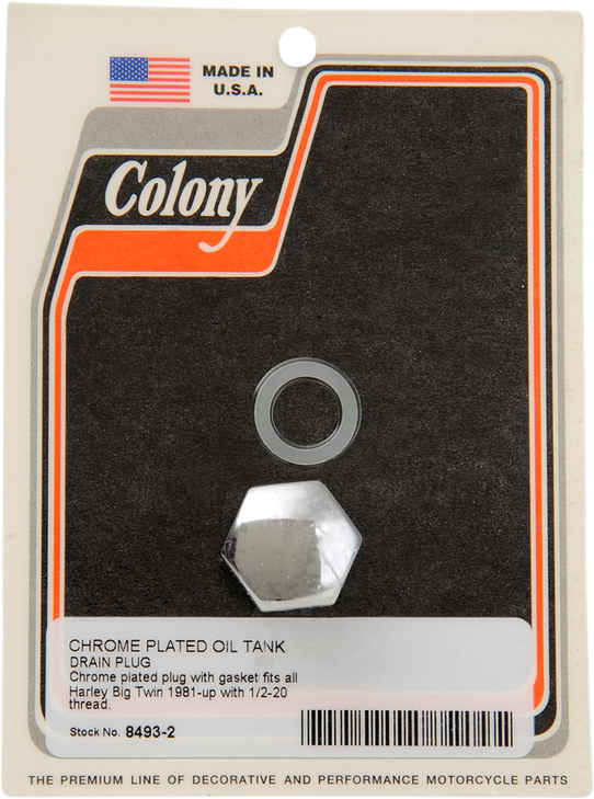 Colony Drain Plug - Oil Tank With Gasket - Standard - Chrome 8493-2