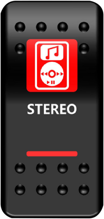 Moose Utility Rocker Switch - Stereo - Red Str-Pwr-R
