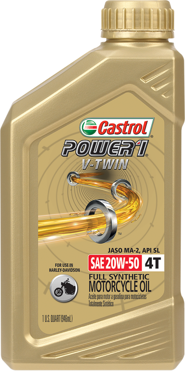Castrol Power 1 Synthetic Engine Oil - V-Twin - 20W-50 - 1 U.S. Quart 15D28D