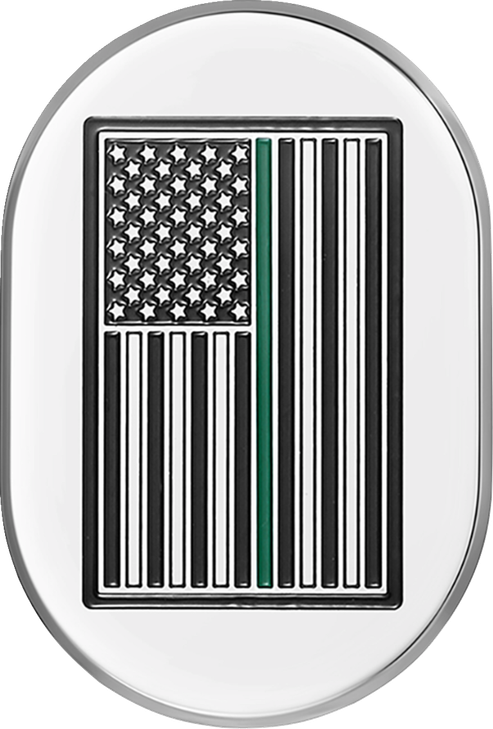Figurati Designs Antenna Cover - Left Rear Fender - Green Line American Flag - Chrome Fd72-Ac-Ss-Lt