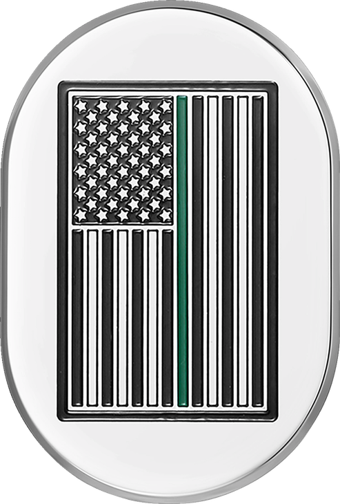 Figurati Designs Antenna Cover - Right Rear Fender - Green Line American Flag - Chrome Fd72-Ac-Ss-Rt