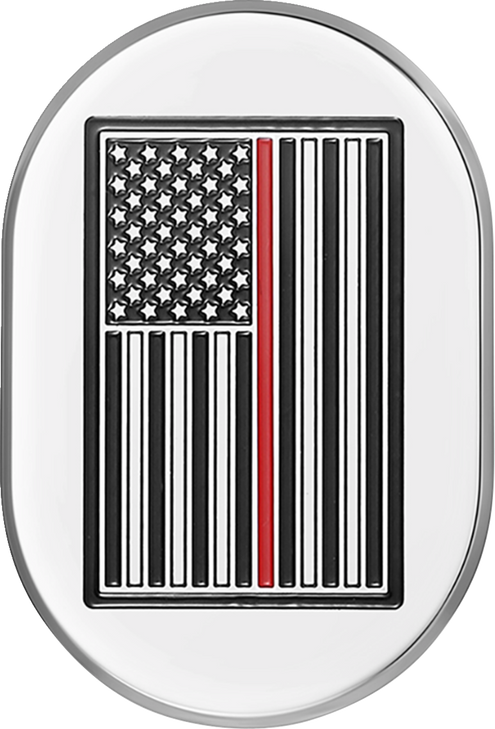 Figurati Designs Antenna Cover - Left Rear Fender - Red Line American Flag - Chrome Fd75-Ac-Ss-Lt