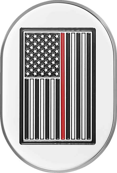 Figurati Designs Antenna Cover - Right Rear Fender - Red Line American Flag - Chrome Fd75-Ac-Ss-Rt