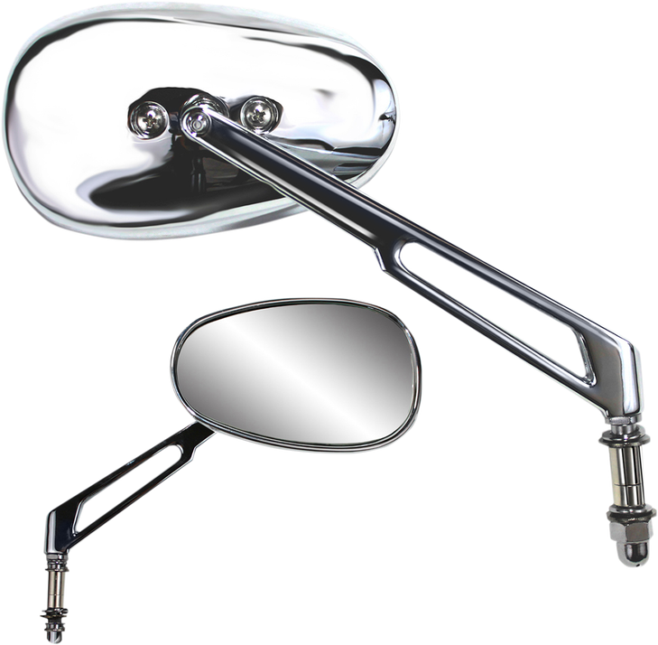 Parts Unlimited Mirror - Side View - Teardrop - Long - Chrome