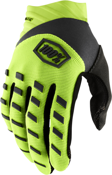 100% Youth Airmatic Gloves - Fluo Yellow/Black - Medium 10001-00005