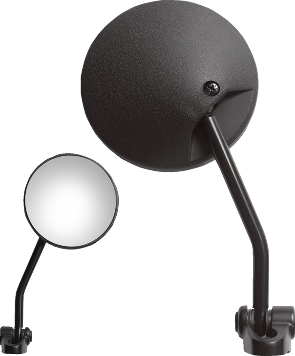 Parts Unlimited Mirror - Flag - Side View - Round - Black