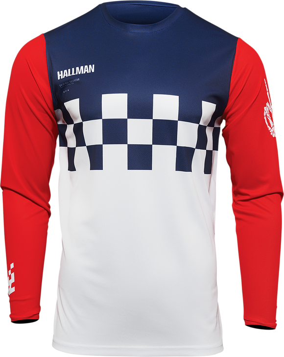 Thor Hallman Differ Cheq Jersey - White/Red/Blue - Small
