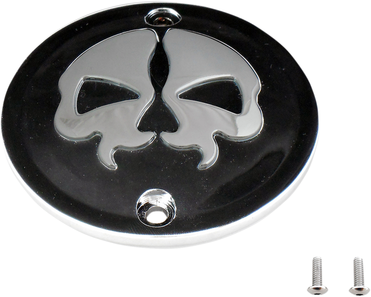 Drag Specialties Points Cover - Black - Chrome Skull - 2 Hole - Sportster