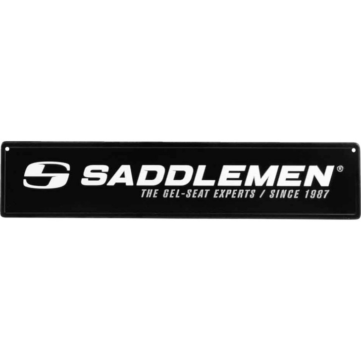METAL SIGN SADDLEMEN BLACK/WHITE 24 X 5.5
