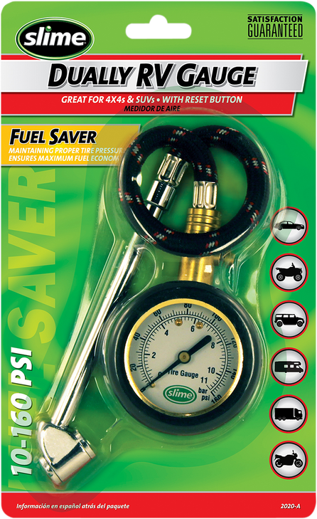 Slime Tire Pressure Gauge - Dual Head/Dial - 10 Psi -160 Psi 2020-A