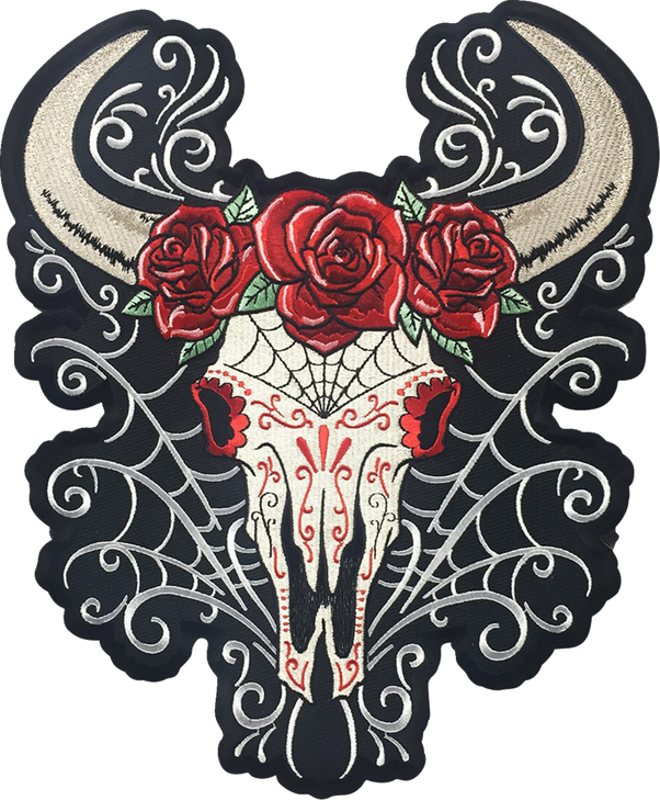 Lethal Threat D.O.D Western Skull Large Embroidered Patch - Large Lt30228