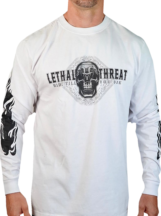 Lethal Threat Death Rider Long-Sleeve T-Shirt - White - 3Xl Ls20876Xxxl