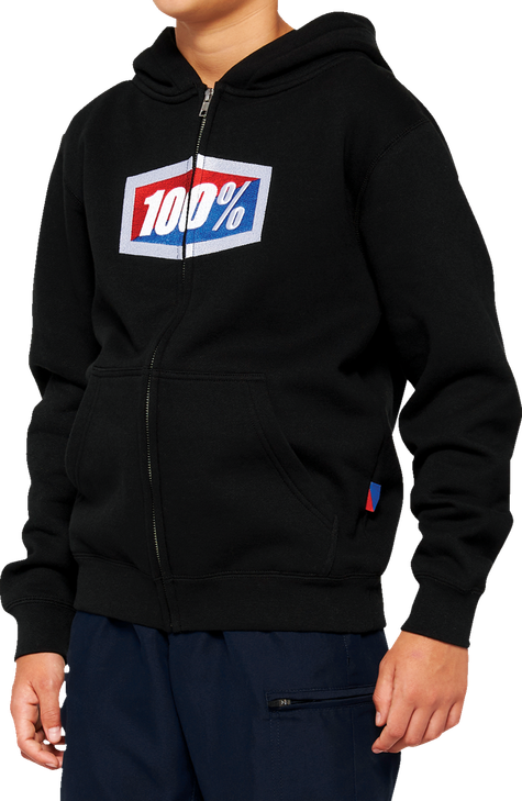 100% Youth Official Zip Hoodie - Black - Xl 20033-00003
