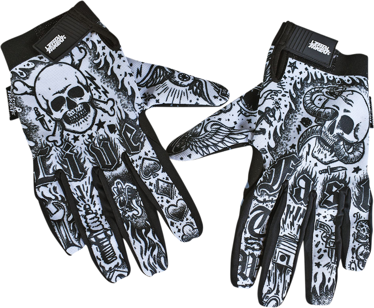 Lethal Threat Tattoo Gloves - Black/White - 2Xl Gl15017Xxl