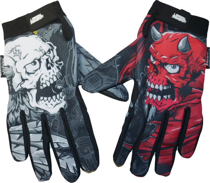 Lethal Threat Good N Evil Skulls Gloves - Black - 2Xl Gl15021Xxl