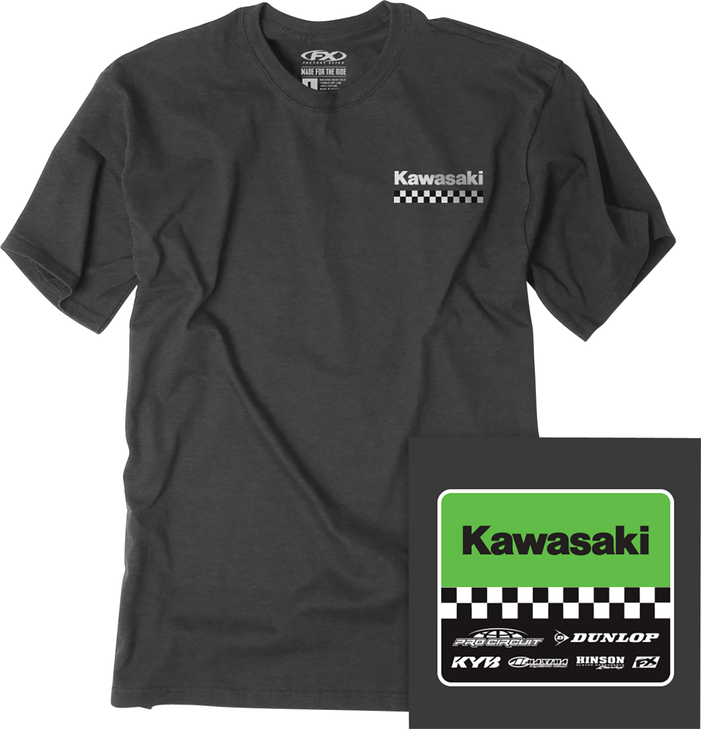 Factory Effex Youth Kawasaki Starting Line T-Shirt - Heather Charcoal - Small 27-83100