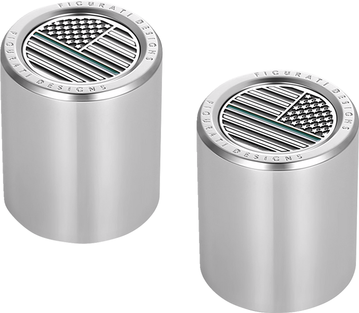 Figurati Designs Docking Hardware Covers - American Flag - Green Line - Short - Stainless Steel Fd72-Dc-2530-Ss