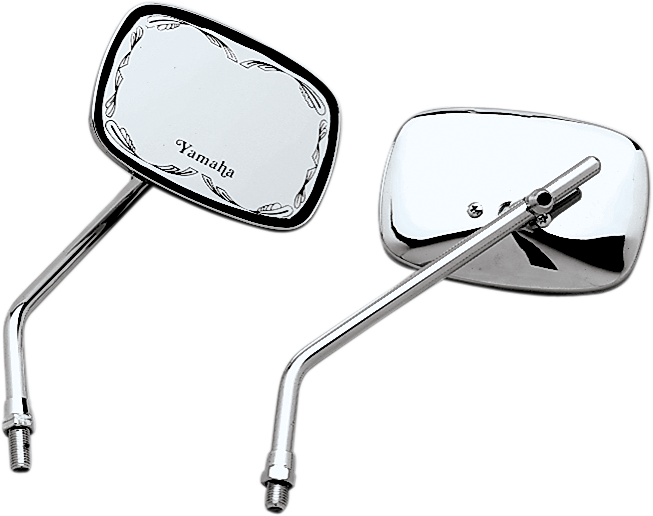 Mirror - Die-Cast - Yamaha Scrolled - Side View - Rectangle - M10 X 1.25 - Chrome - Left/Right 20-21773