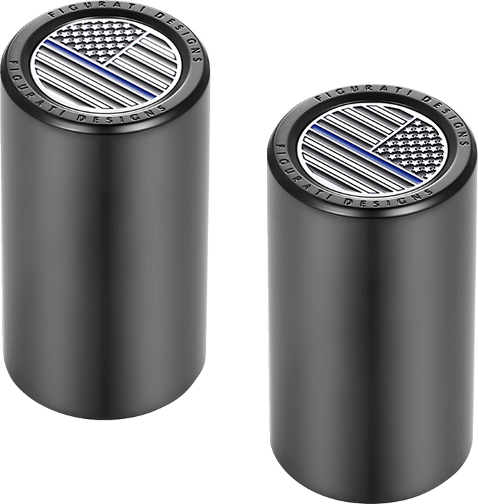 Figurati Designs Docking Hardware Covers - American Flag - Blue Line - Long - Black Fd71-Dc-2545-Bk