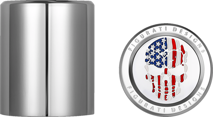 Figurati Designs Docking Hardware Covers - Red/White/Blue American Flag Skull - Stainless Steel Fd24-Dc-2730-Ss