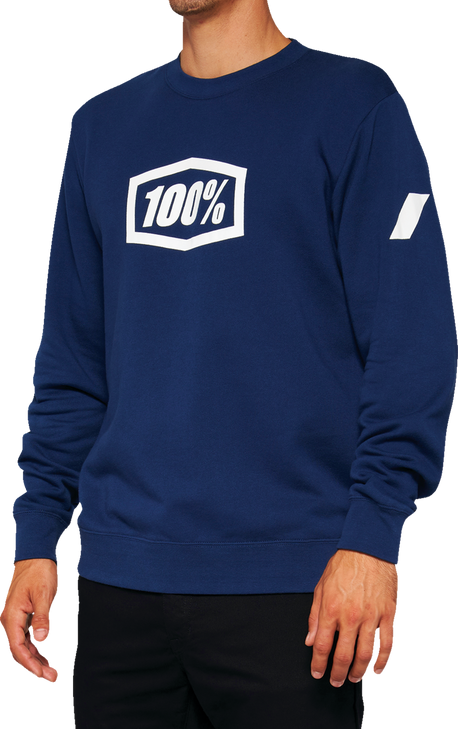 100% Icon Long-Sleeve Fleece Sweatshirt - Navy - Large 20026-00017