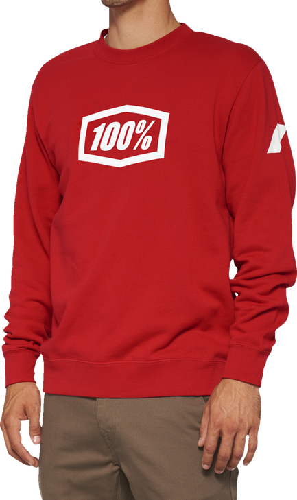 100% Icon Long-Sleeve Fleece Sweatshirt - Red - Xl 20026-00013