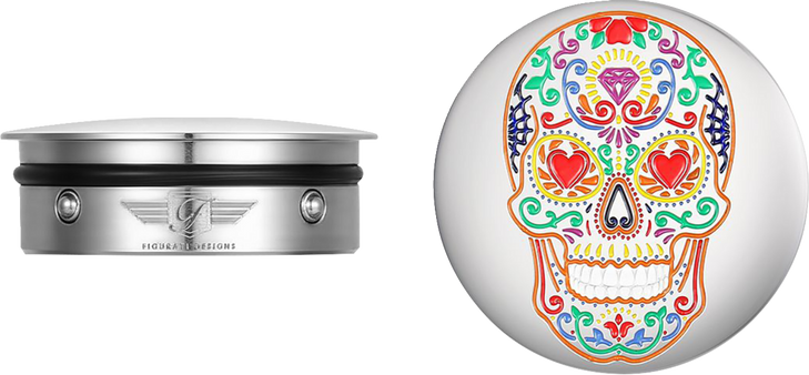 Figurati Designs Swing Arm Covers - Sugar Skull - Polished - Stainless Steel Fd30-Sac-Ss