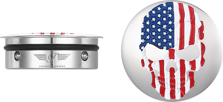 Figurati Designs Swing Arm Covers - Red/White/Blue Flag Skull Fd24-Afskull-Ss