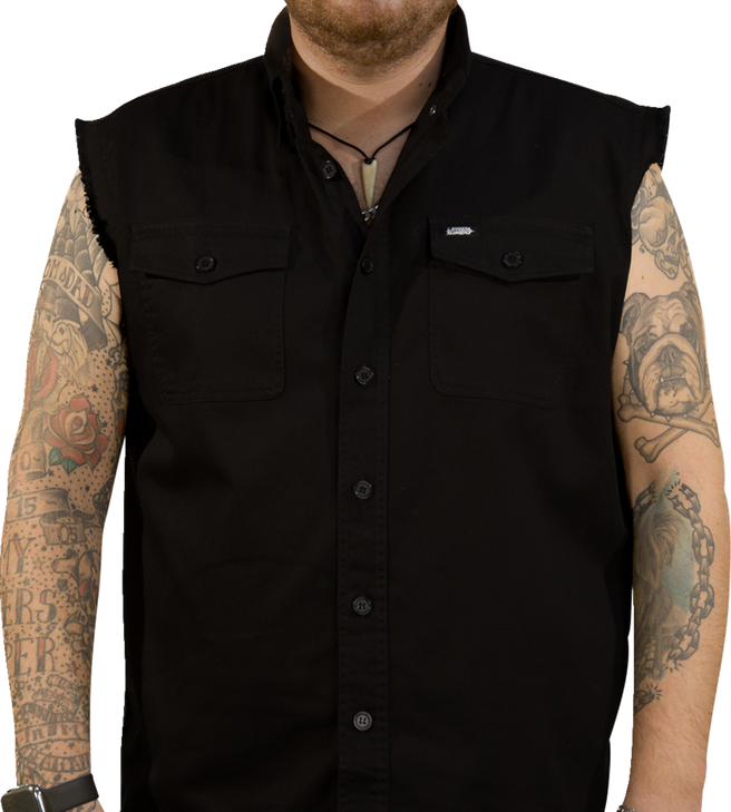 Lethal Threat Freedom Ain'T Free Printed Sleeveless Button Down Shirt - Black - Xl Co60195Xl