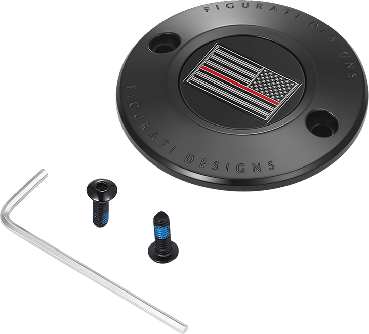 Figurati Designs Timing Cover - 2 Hole - Red Line American Flag - Black Fd75-Tc-2H-Blk
