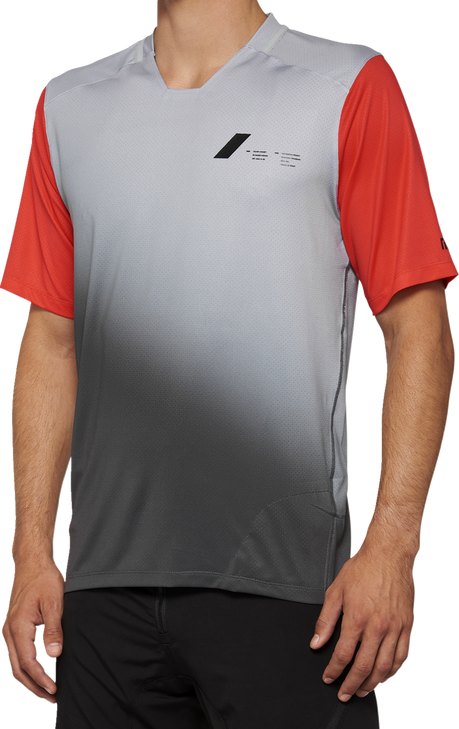100% Celium Jersey - Short-Sleeve - Gray/Racer Red - Large 40011-00012