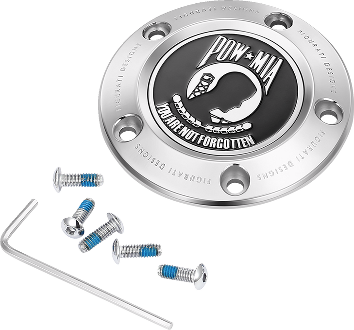 Figurati Designs Timing Cover - 5 Hole - Pow Mia - Stainless Steel Fd50-Tc-5H-Ss