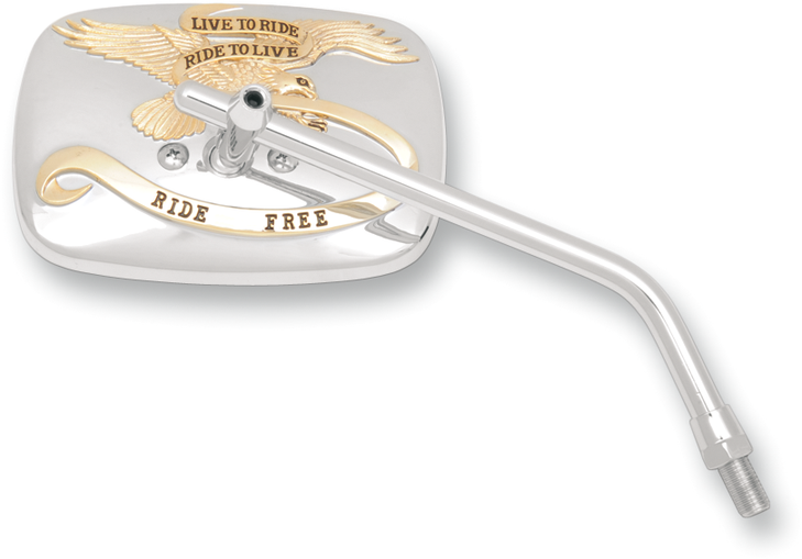 Mirror - "Ride Free" - Side View - Rectangle - M10 X 1.25 - Gold/Chrome - Right 20-31757A