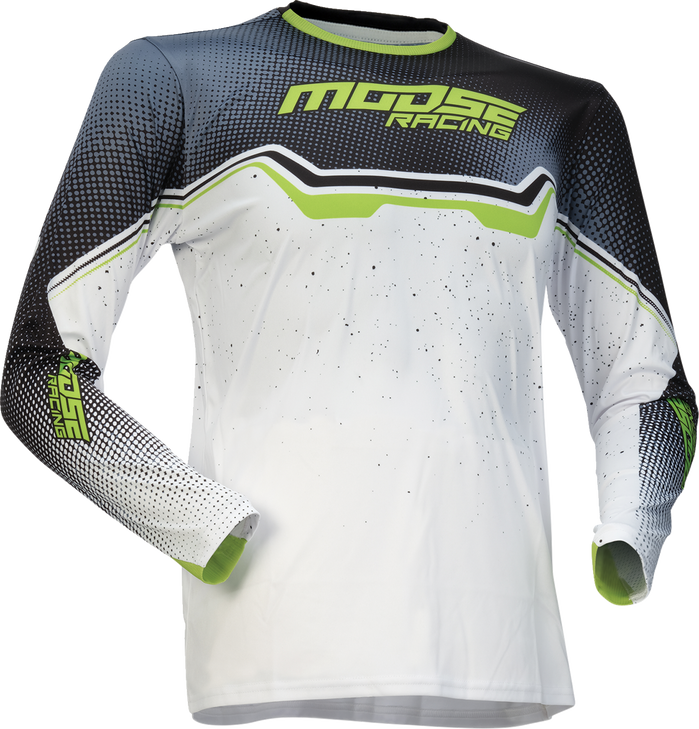 Moose Offroad Jersey Youth Qualifier White/Black/Green Lg 2912-2641