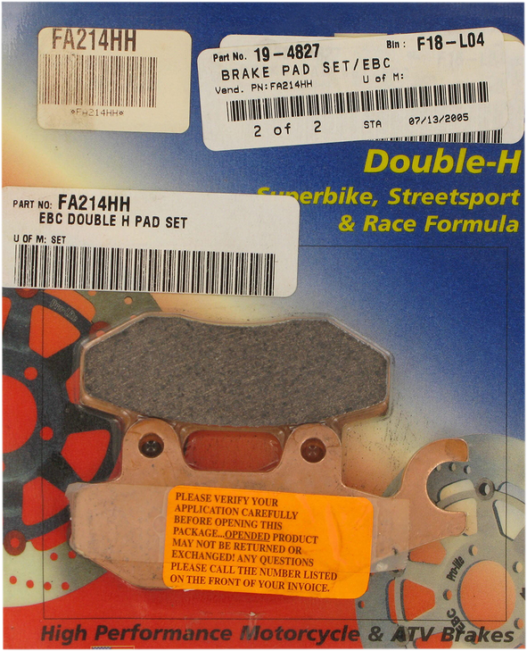 Ebc Hh Brake Pads Fa214Hh