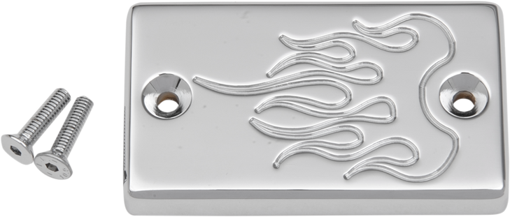 Baron Master Cylinder Cover - Flame - Suzuki - Chrome Ba-7686-03