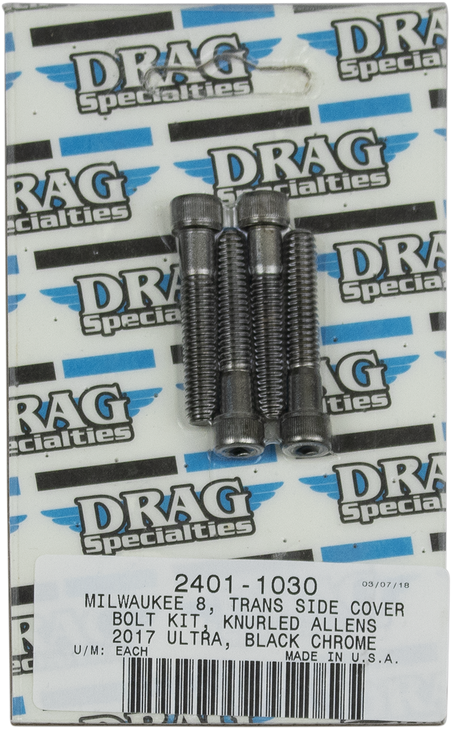 Drag Specialties Bolt Kit - Transmission Cover - Black/Chrome - M8