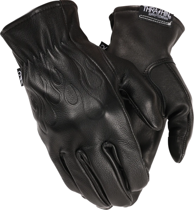 Thrashin Supply Co. Glove Roper Leather Black Small Trg-01-08